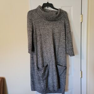 Cozy Gray Cowl Neck Sweater Dress